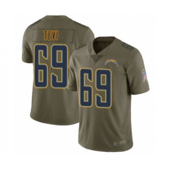 Youth Los Angeles Chargers 69 Sam Tevi Limited Olive 2017 Salute to Service Football Jersey