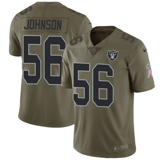 Youth Nike Oakland Raiders 56 Derrick Johnson Limited Olive 2017 Salute to Service NFL Jersey