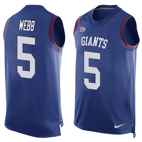 Men's Nike New York Giants 5 Davis Webb Limited Royal Blue Player Name & Number Tank Top NFL Jersey