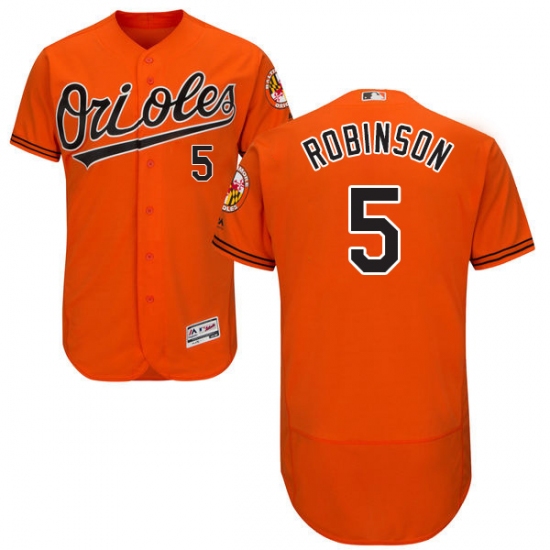 Men's Majestic Baltimore Orioles 5 Brooks Robinson Orange Alternate Flex Base Authentic Collection MLB Jersey