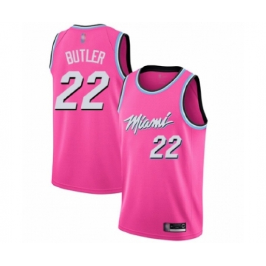 Men's Miami Heat 22 Jimmy Butler Pink Swingman Jersey - Earned Edition