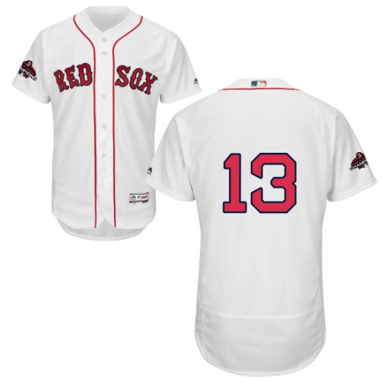 Men's Majestic Boston Red Sox 13 Hanley Ramirez White Home Flex Base Authentic Collection 2018 World Series Champions MLB Jersey