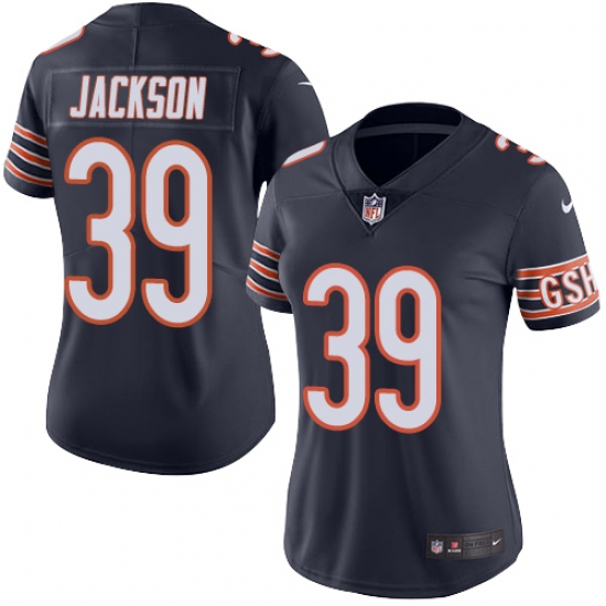 Women's Nike Chicago Bears 39 Eddie Jackson Navy Blue Team Color Vapor Untouchable Limited Player NFL Jersey