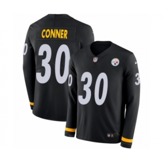 Men's Nike Pittsburgh Steelers 30 James Conner Limited Black Therma Long Sleeve NFL Jersey