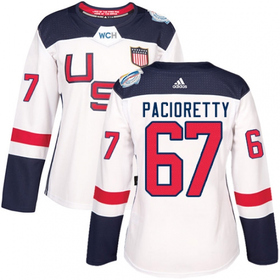 Women's Adidas Team USA 67 Max Pacioretty Premier White Home 2016 World Cup Hockey Jersey