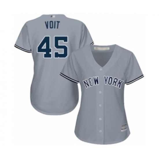 Women's New York Yankees 45 Luke Voit Authentic Grey Road Baseball Player Jersey