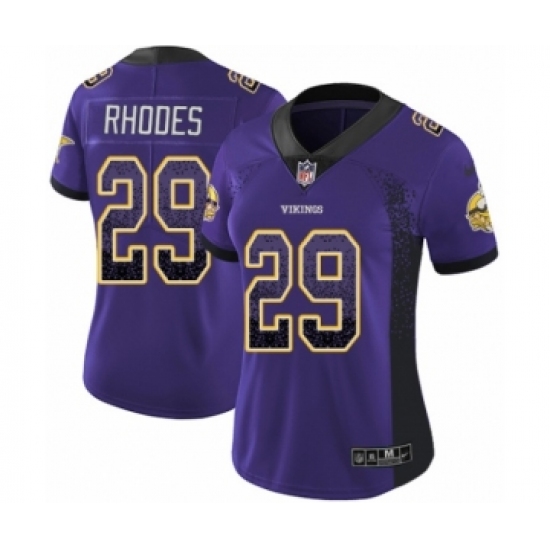 Women's Nike Minnesota Vikings 29 Xavier Rhodes Limited Purple Rush Drift Fashion NFL Jersey