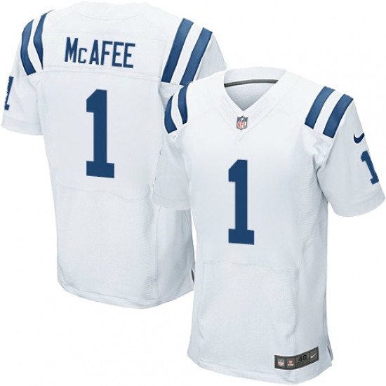 Men's Nike Indianapolis Colts 1 Pat McAfee Elite White NFL Jersey