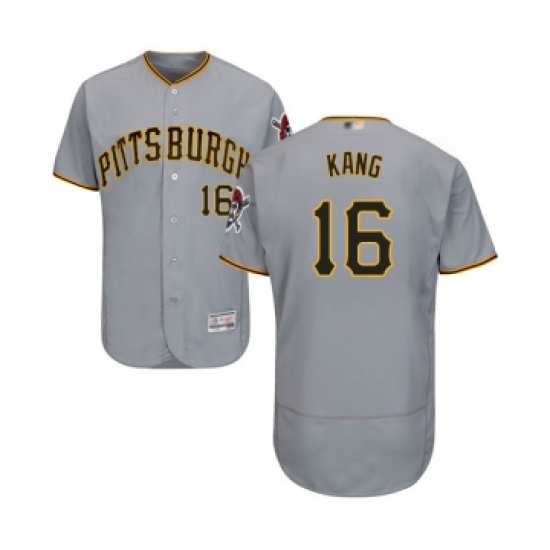 Men's Pittsburgh Pirates 16 Jung-ho Kang Grey Road Flex Base Authentic Collection Baseball Jersey