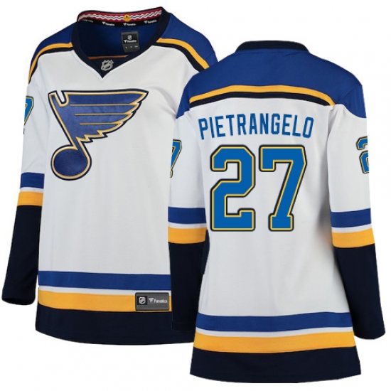 Women's St. Louis Blues 27 Alex Pietrangelo Fanatics Branded White Away Breakaway NHL Jersey