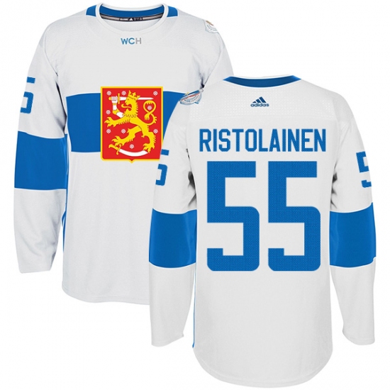 Men's Adidas Team Finland 55 Rasmus Ristolainen Authentic White Home 2016 World Cup of Hockey Jersey