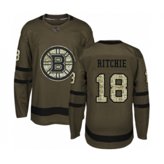 Men's Boston Bruins 18 Brett Ritchie Authentic Green Salute to Service Hockey Jersey