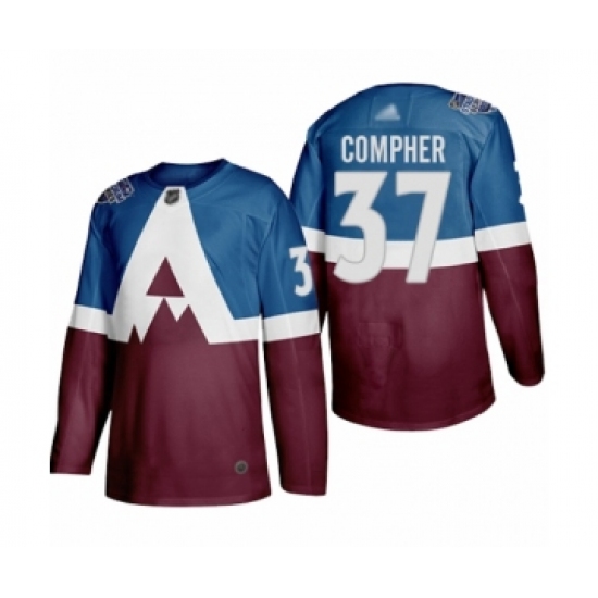 Youth Colorado Avalanche 37 J.T. Compher Authentic Burgundy Blue 2020 Stadium Series Hockey Jersey