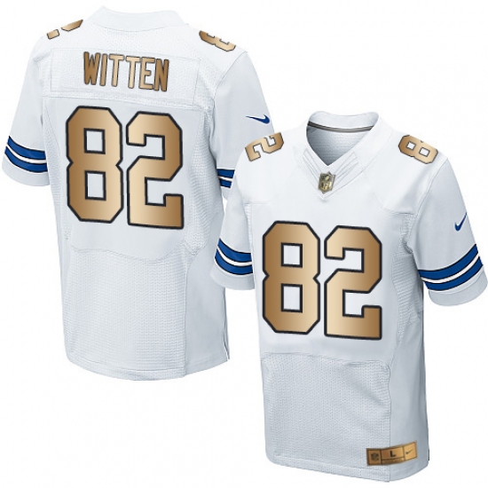 Men's Nike Dallas Cowboys 82 Jason Witten Elite White/Gold NFL Jersey