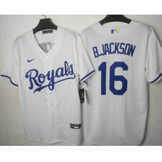 Men's Kansas City Royals 16 Andrew Benintendi White Cool Base Stitched MLB Jersey