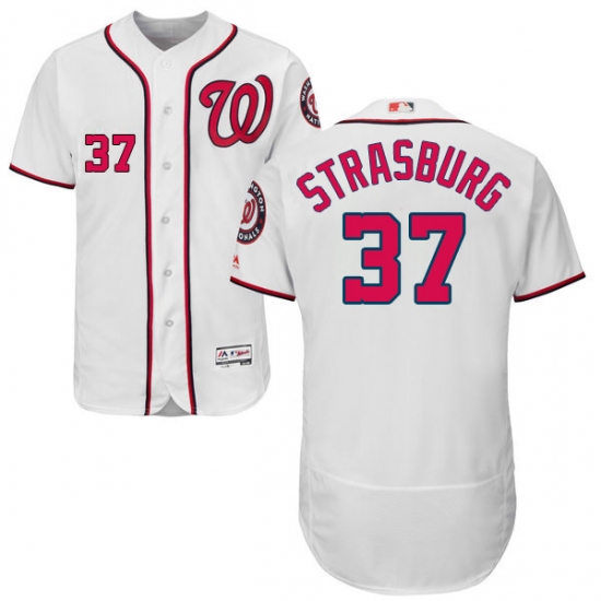 Men's Majestic Washington Nationals 37 Stephen Strasburg White Home Flex Base Authentic Collection MLB Jersey