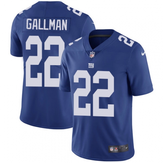 Men's Nike New York Giants 22 Wayne Gallman Royal Blue Team Color Vapor Untouchable Limited Player NFL Jersey