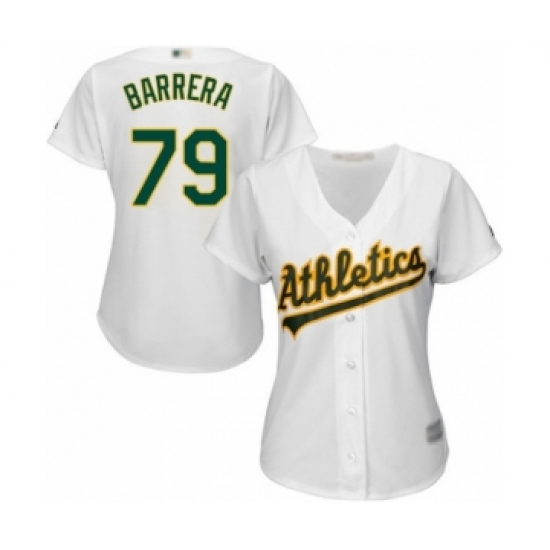 Women's Oakland Athletics 79 Luis Barrera Authentic White Home Cool Base Baseball Player Jersey