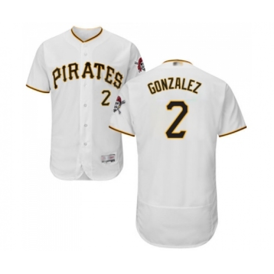 Men's Pittsburgh Pirates 2 Erik Gonzalez White Home Flex Base Authentic Collection Baseball Jersey