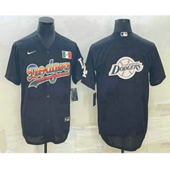 Men's Los Angeles Dodgers Big Logo Black Stitched MLB Cool Base Nike Fashion Jersey7