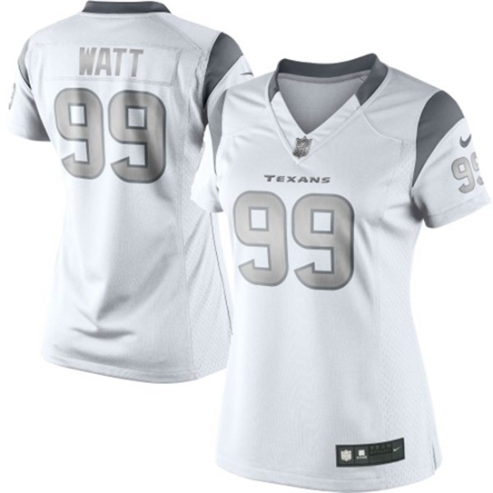 Women's Nike Houston Texans 99 J.J. Watt Limited White Platinum NFL Jersey