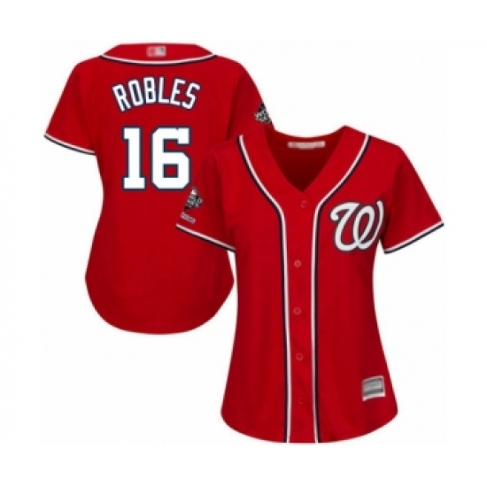 Women's Washington Nationals 16 Victor Robles Authentic Red Alternate 1 Cool Base 2019 World Series Champions Baseball Jersey