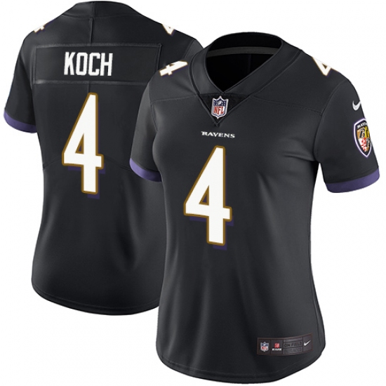Women's Nike Baltimore Ravens 4 Sam Koch Black Alternate Vapor Untouchable Limited Player NFL Jersey
