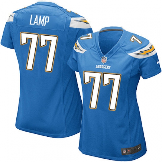 Women's Nike Los Angeles Chargers 77 Forrest Lamp Game Electric Blue Alternate NFL Jersey