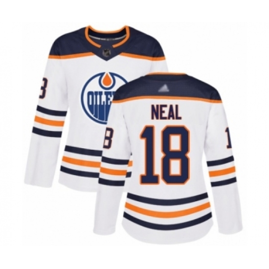 Women's Edmonton Oilers 18 James Neal Authentic White Away Hockey Jersey