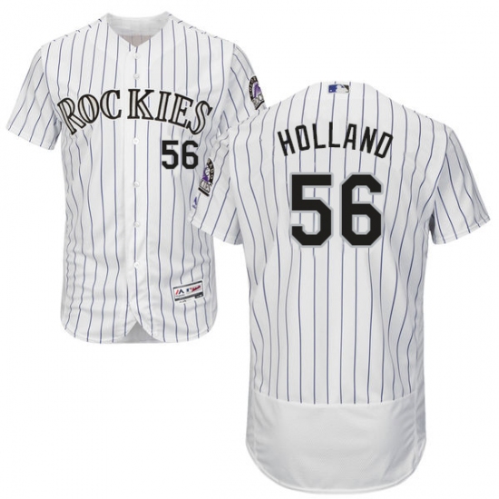 Men's Majestic Colorado Rockies 56 Greg Holland White Flexbase Authentic Collection MLB Jersey