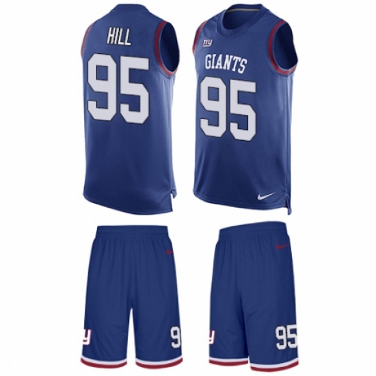 Men's Nike New York Giants 95 B.J. Hill Limited Royal Blue Tank Top Suit NFL Jersey