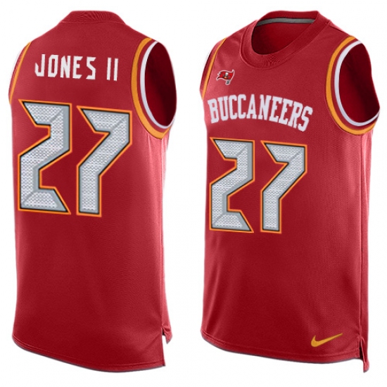 Men's Nike Tampa Bay Buccaneers 27 Ronald Jones II Limited Red Player Name & Number Tank Top NFL Jersey