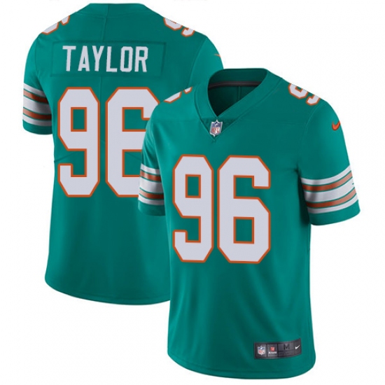 Men's Nike Miami Dolphins 96 Vincent Taylor Aqua Green Alternate Vapor Untouchable Limited Player NFL Jersey