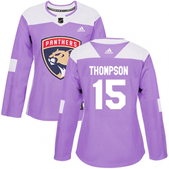 Women's Adidas Florida Panthers 15 Paul Thompson Authentic Purple Fights Cancer Practice NHL Jersey