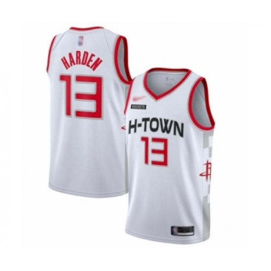 Youth Houston Rockets 13 James Harden Swingman White Basketball Jersey - 2019 20 City Edition