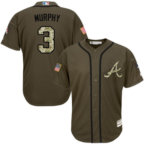 Youth Majestic Atlanta Braves 3 Dale Murphy Authentic Green Salute to Service MLB Jersey