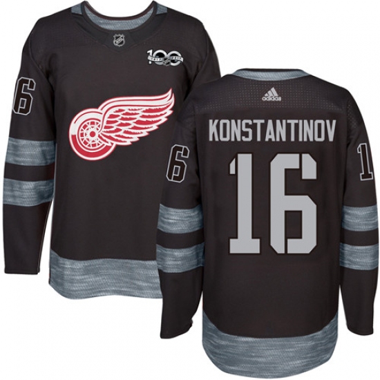 Men's Adidas Detroit Red Wings 16 Vladimir Konstantinov Premier Black 1917-2017 100th Anniversary NHL Jersey