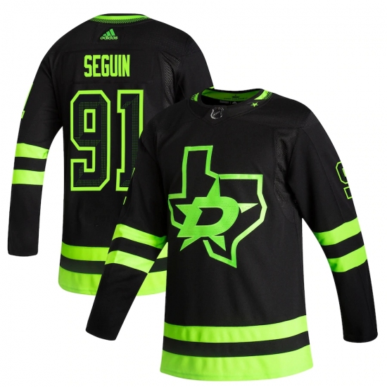 Men's Dallas Stars 91 Tyler Seguin adidas Black 2020-21 Alternate Authentic Player Jersey