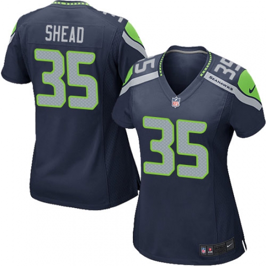 Women's Nike Seattle Seahawks 35 DeShawn Shead Game Steel Blue Team Color NFL Jersey