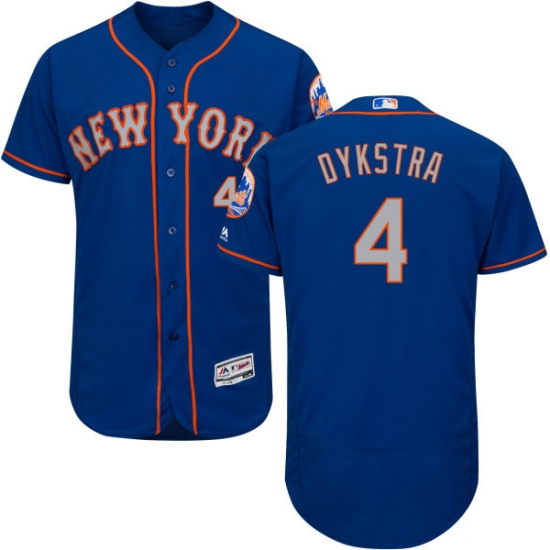 Men's Majestic New York Mets 4 Lenny Dykstra Royal/Gray Alternate Flex Base Authentic Collection MLB Jersey