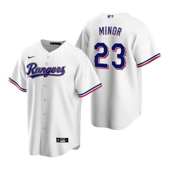Men's Nike Texas Rangers 23 Mike Minor White Home Stitched Baseball Jersey