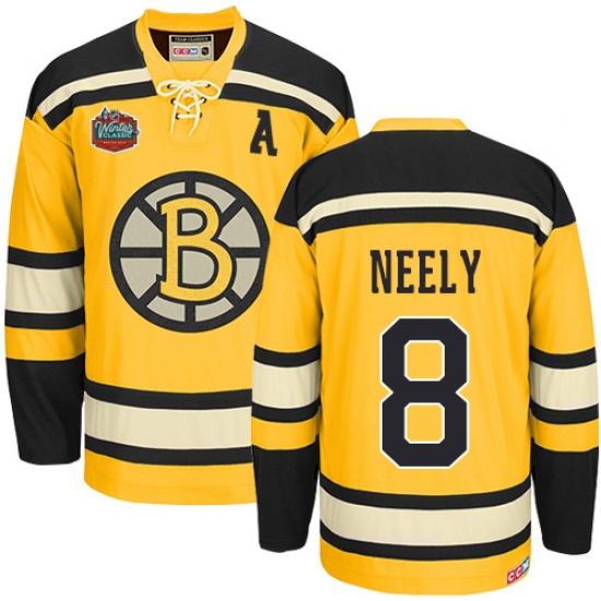 Men's CCM Boston Bruins 8 Cam Neely Authentic Gold Winter Classic Throwback NHL Jersey