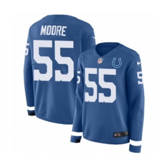 Women's Nike Indianapolis Colts 55 Skai Moore Limited Blue Therma Long Sleeve NFL Jersey