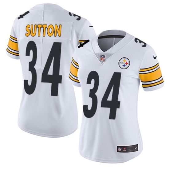 Women's Nike Pittsburgh Steelers 34 Cameron Sutton White Vapor Untouchable Limited Player NFL Jersey