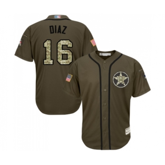 Men's Houston Astros 16 Aledmys Diaz Authentic Green Salute to Service Baseball Jersey