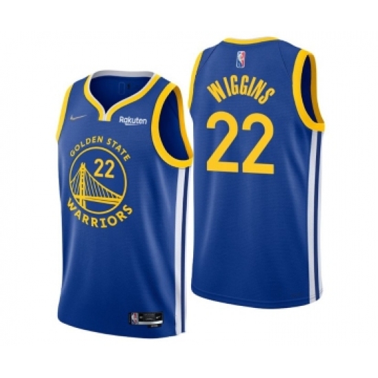 Men's Golden State Warriors 22 Andrew Wiggins 2022 Royal 75th Anniversary Stitched Jersey