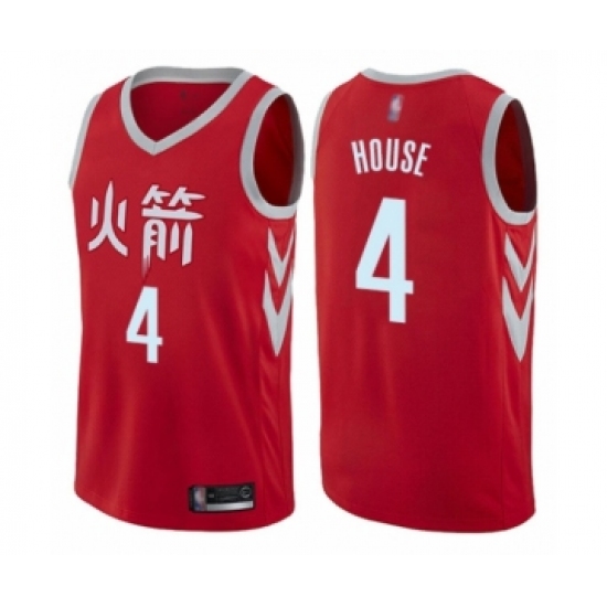 Men's Houston Rockets 4 Danuel House Authentic Red Basketball Jersey - City Edition