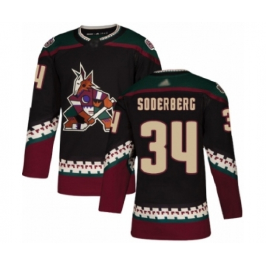 Men's Arizona Coyotes 34 Carl Soderberg Authentic Black Alternate Hockey Jersey