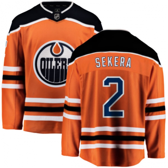 Men's Edmonton Oilers 2 Andrej Sekera Fanatics Branded Orange Home Breakaway NHL Jersey