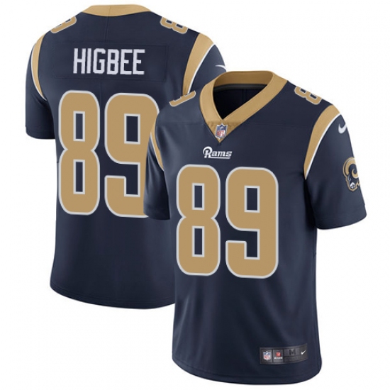 Men's Nike Los Angeles Rams 89 Tyler Higbee Navy Blue Team Color Vapor Untouchable Limited Player NFL Jersey